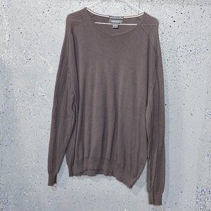 Eddie Bauer Mens 100% Mercerized Cotton Grey Long Sleeve Sweater Large L